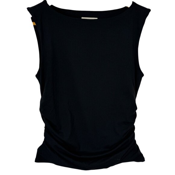 Open Edit Black Tank Top Ruched Size SM Soft Stretchy Activewear Athleisure EUC - Picture 1 of 8
